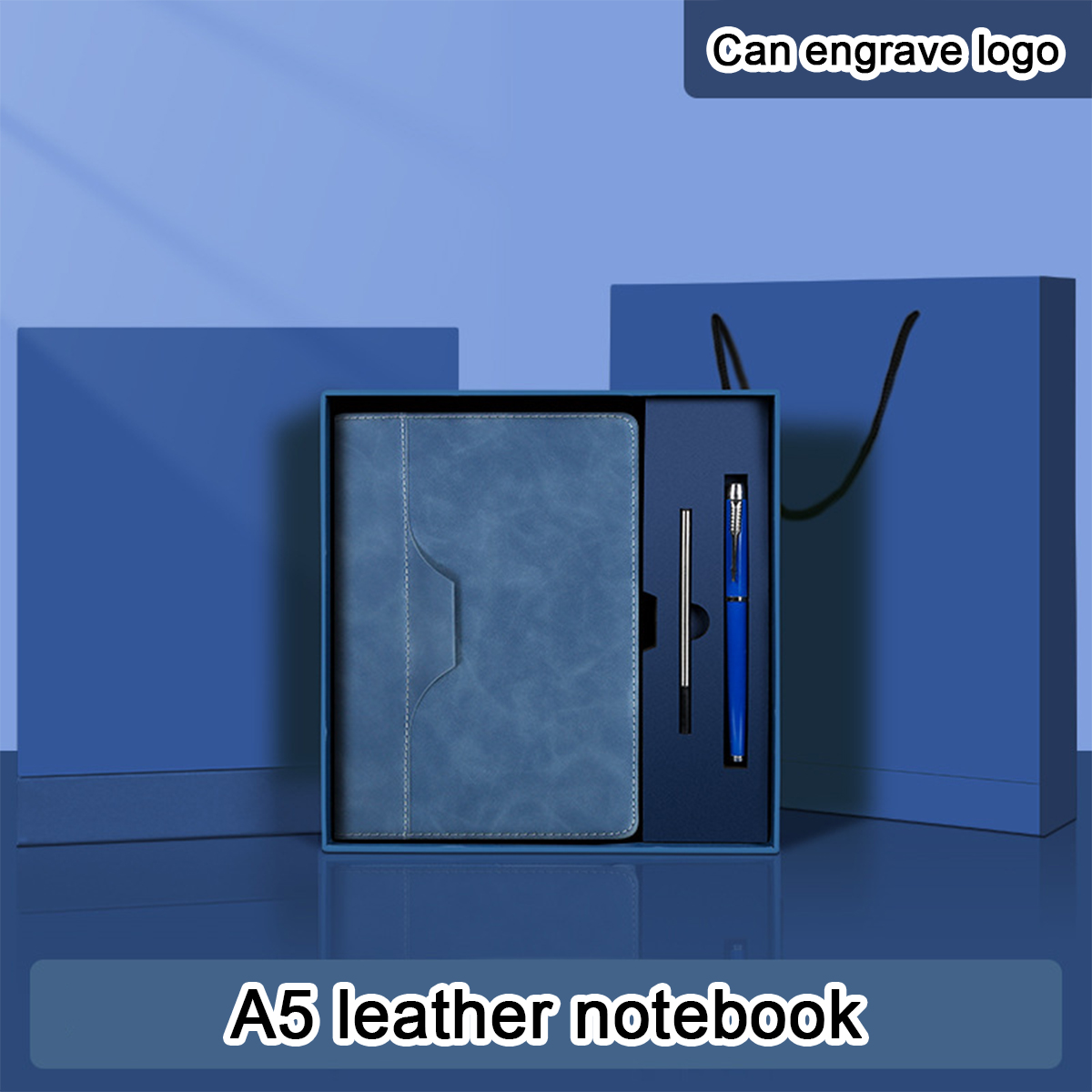 Leatherwork Logo - (Kan logo graveren) A5 lederen notitieboek