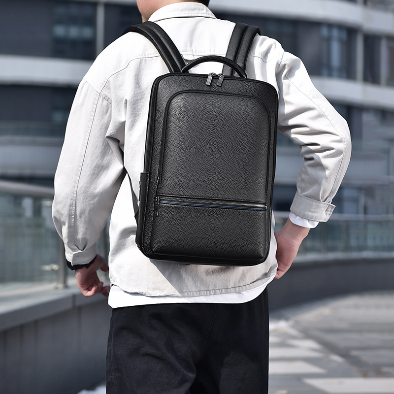 Leather Work Bag Men - Pu Lederen Heren Rugzak Usb Opladen