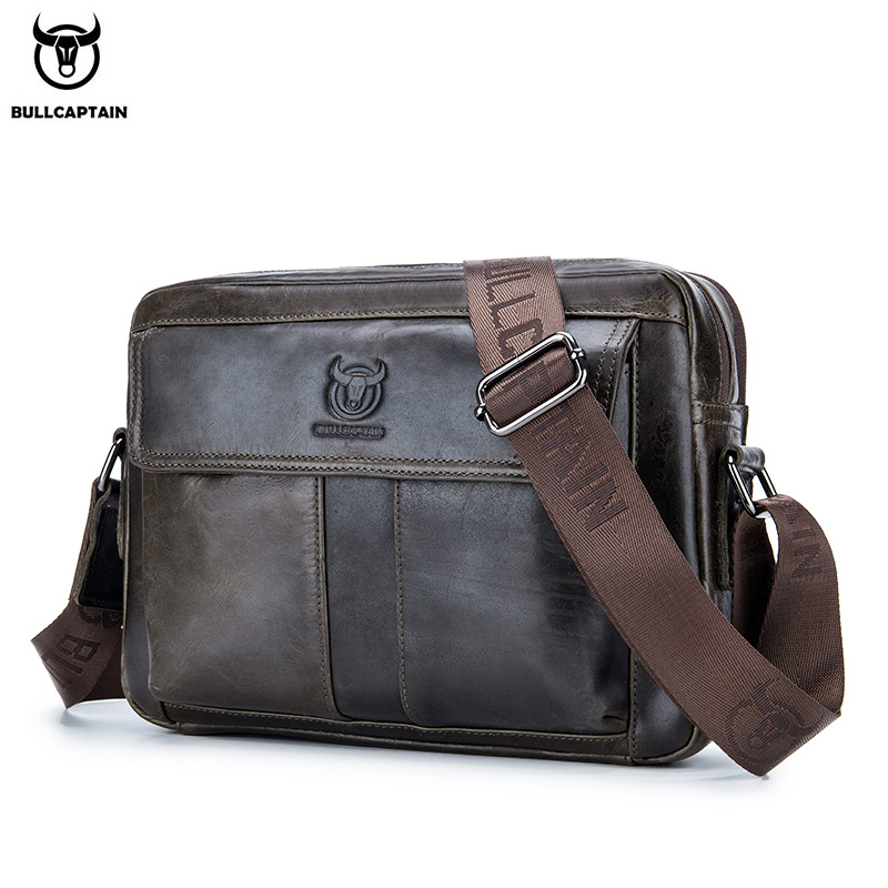 Leather Work Bag Men - BULLCAPTAIN Crossbodytas voor heren van echt