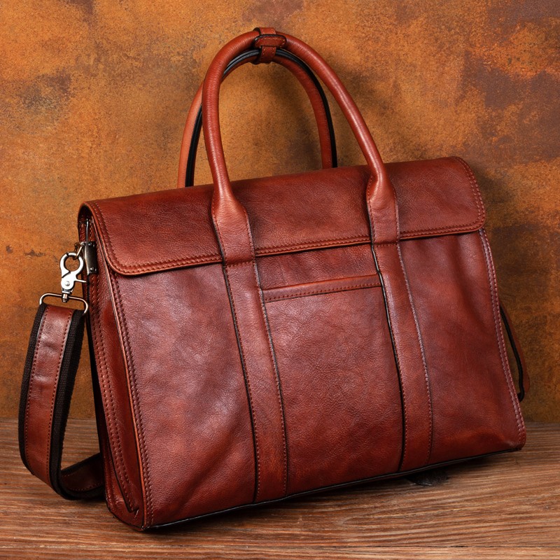 Leather Work Bag Men - Plantaardig gelooid leren handtas heren messenger
