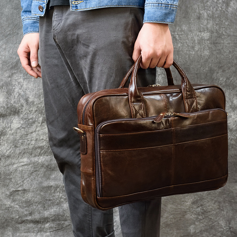 Leather Work Bag Men - Luxe Lederen Handtas Voor Mannen Reizen