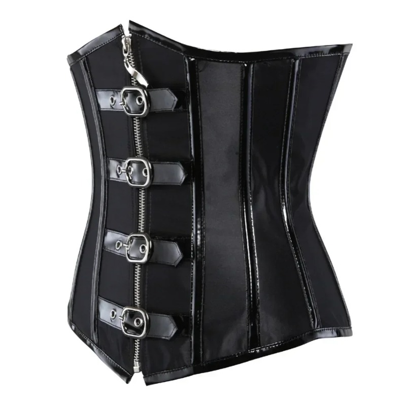 Leather Workout Belt - Tailletrainer Gothic Underbust Corset Rits Taille