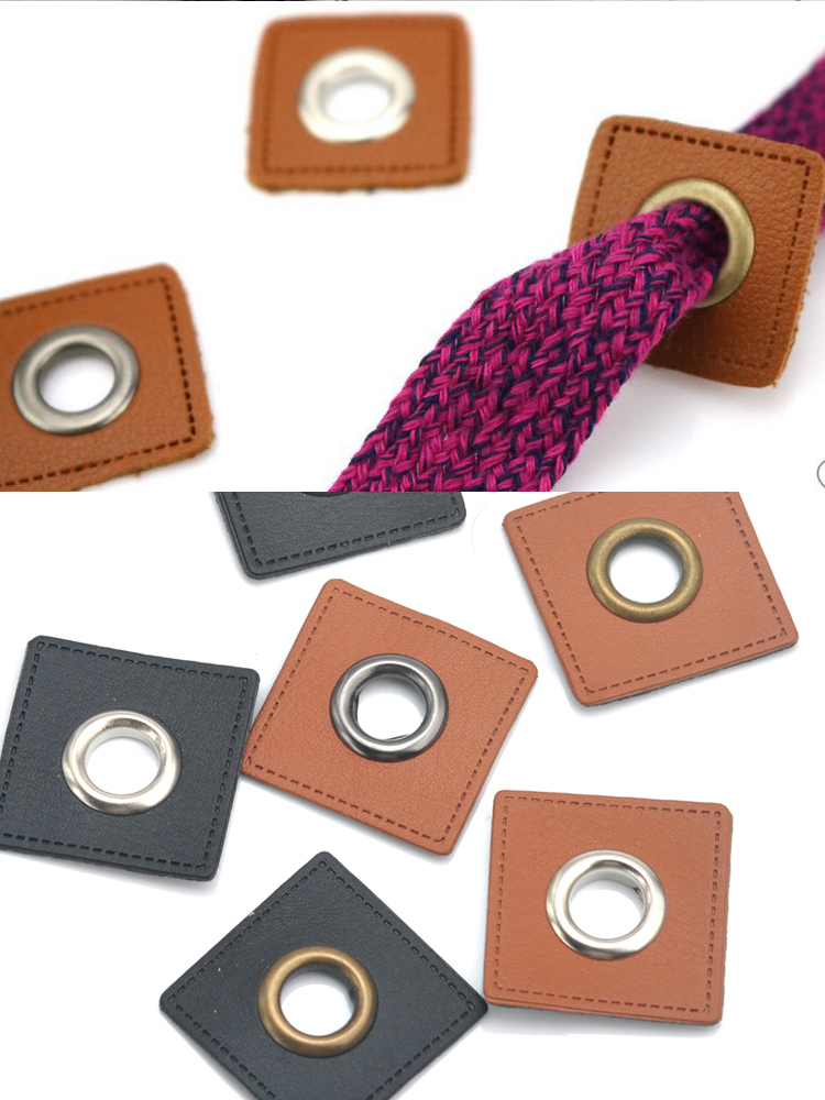 Leatherwork Eyelets - 30 stks/partij 27/37mm Vierkant Zwart/Bruin PU