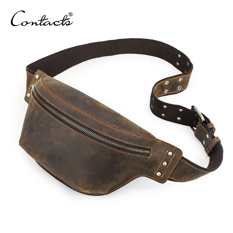 Leather Work Bag Men - CONTACT'S Echt lederen heuptassen Crazy Horse