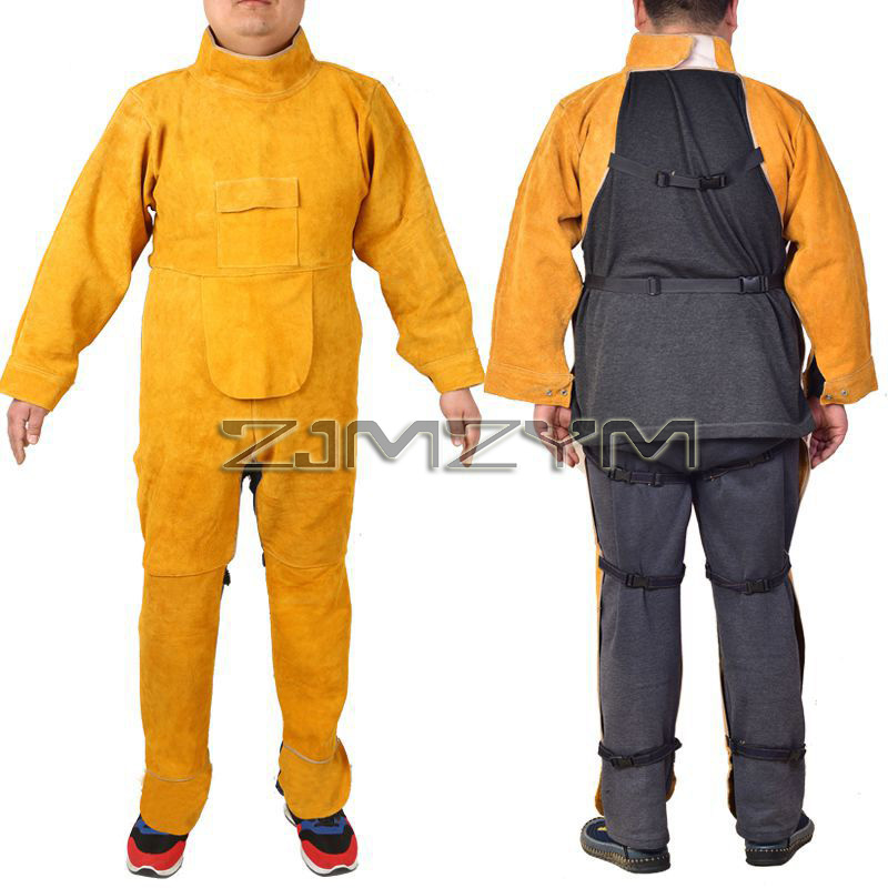 Leather Work Overalls - Koeienhuid lederen laspak Werkkleding Speciale beschermende
