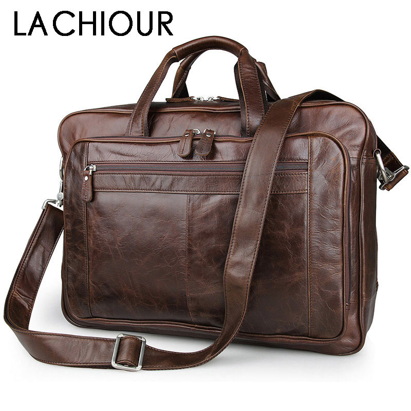 Leather Work Bag Men - Lachiour Echt Lederen Heren Tas Vintage