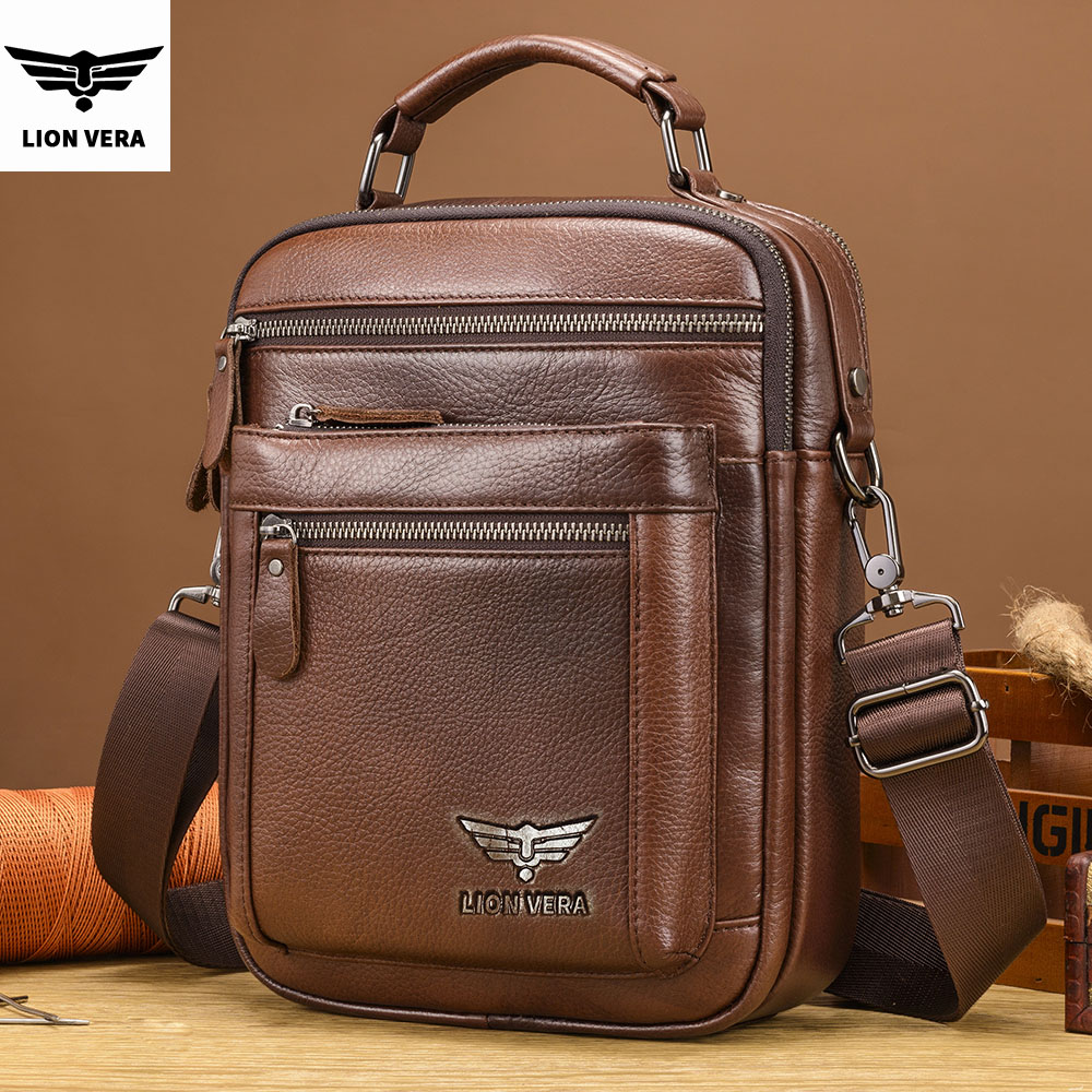 Leather Work Bag Men - LION VERA Schoudertas voor heren, casual