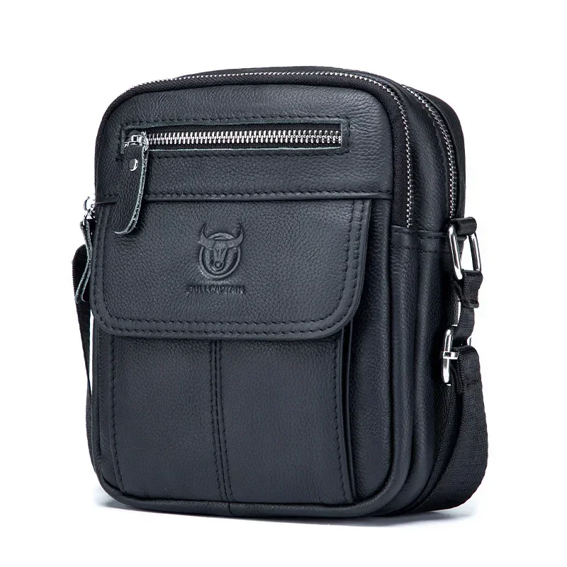 Leather Work Bag Men - Bullcaptain Casual Heren Schoudertassen Business Messenger