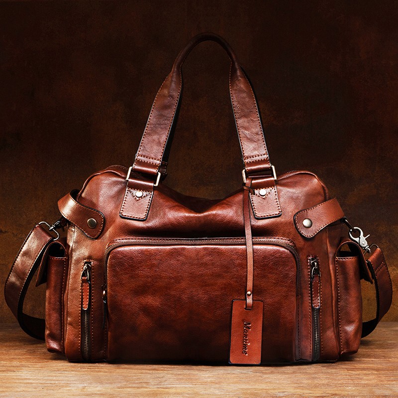 Vintage plantaardig gelooid le - Leather Work Bag Men recensie en prijs