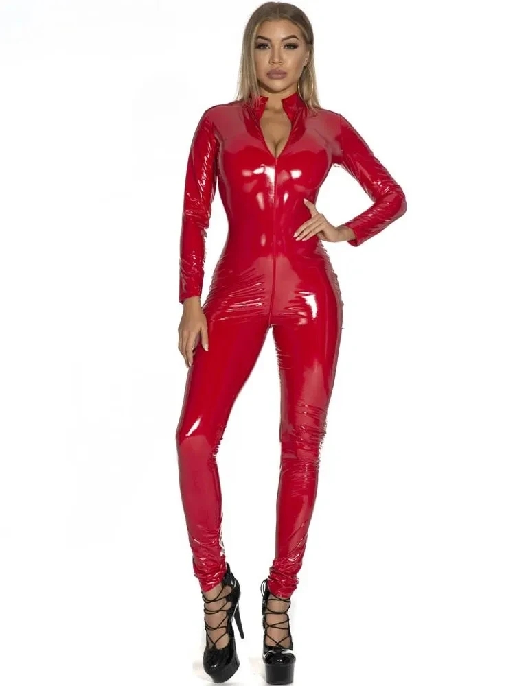 Dames PU glanzend leer jumpsui - Leather Work Overalls recensie en prijs