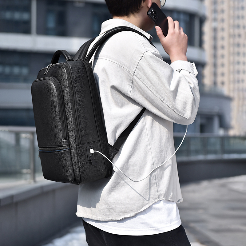 Pu Lederen Heren Rugzak Usb Op - Leather Work Bag Men recensie en prijs