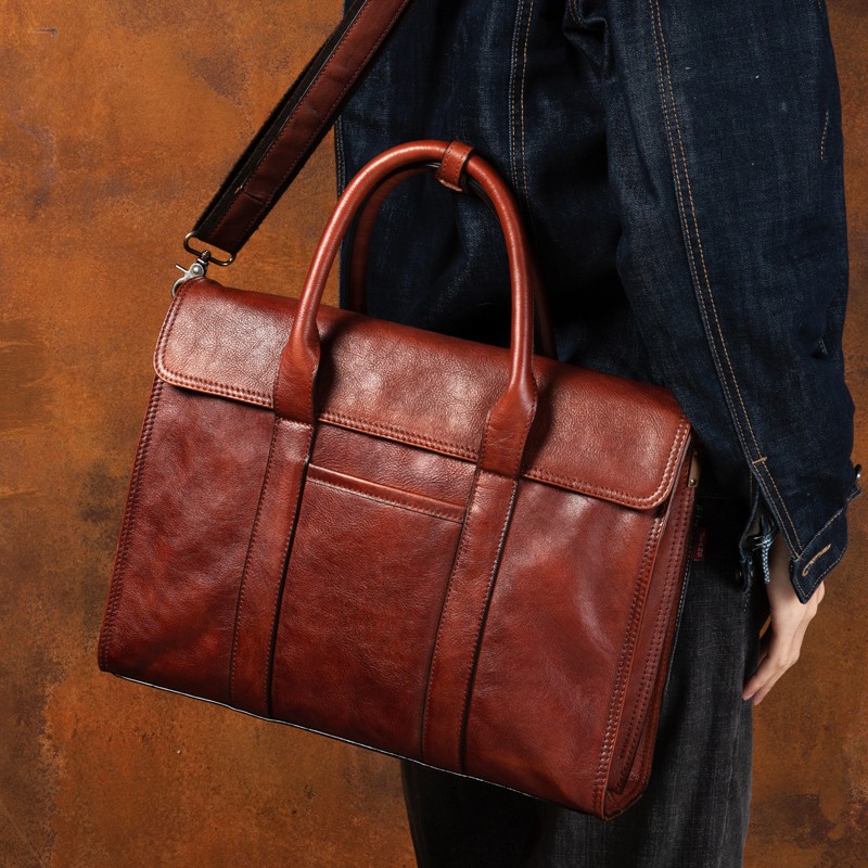 Plantaardig gelooid leren hand - Leather Work Bag Men recensie en prijs